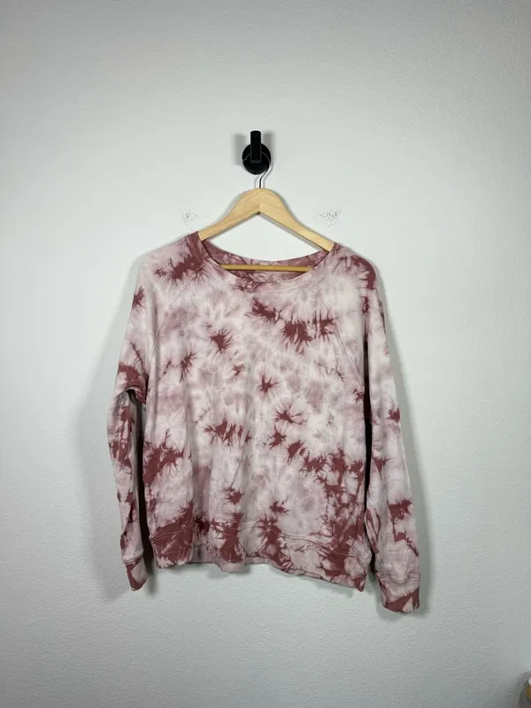 Athleta Sundown Tie Dye Sweatshirt Palermo Pink Crystal Dye Size L - Image 6