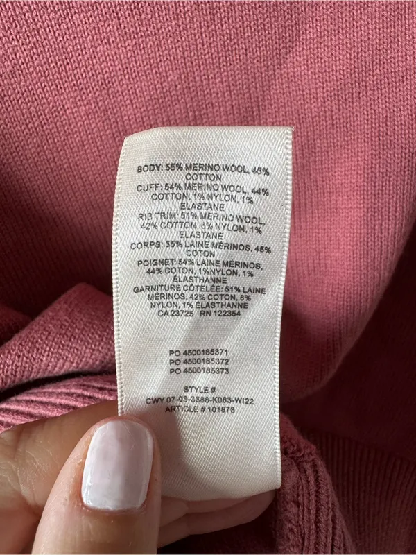 Wilfred Free Aritzia Women’s Merino Wool Mauve Mock Neck Sweater Medium - Image 3