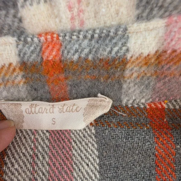 Altard‎ State Plaid Shacket Womens Grey Orange Pink Button Shirt Jacket Small - Image 3