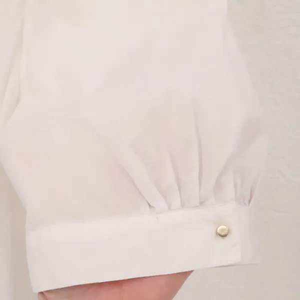 La Rok White Gold Button Shirt Womens‎ Size S Y2K Office Siren Cotton Stretch - Image 4