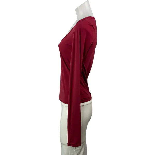 Aritzia Wilfred Womens Red Scoop Neck Long Sleeve Stretch T Shirt Tee Top Size M - Image 2