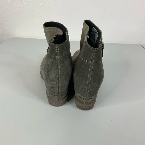 Sorel Joan of Arctic Brown Suede Side Zip Wedge Booties Size‎ 6.5 - Image 4