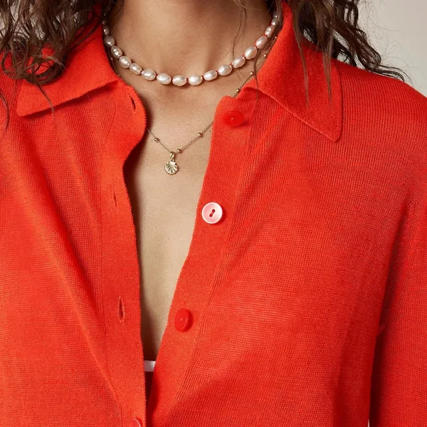 NWT!! J. CREW Collared Button-Up Sweater Cardigan Linen Poppy Orange Red Small - Image 5