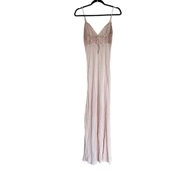 New Free People Midnight Magic Maxi Slip Dress Pink Beaded Lace Trim - Image 12