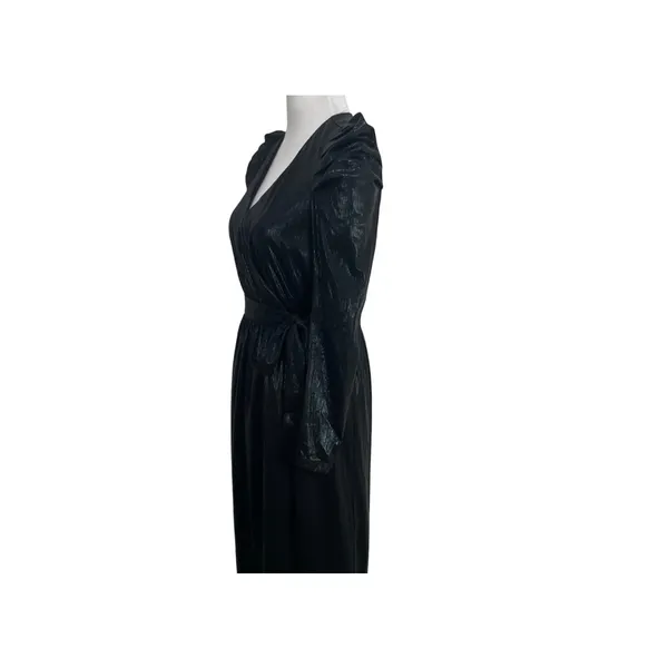 Lulus Dream Big Metallic Puff Long Sleeve Midi Dress in Black Size S - Image 9