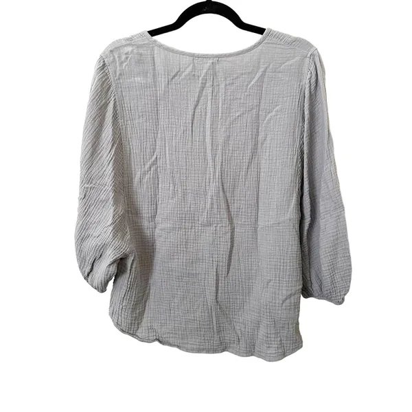 OYSHO Crinkled Cotton Buttoned Blouse Sz Large‎ - Image 3
