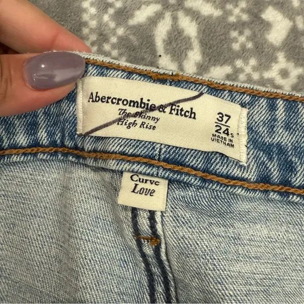 Abercrombie & Fitch Curve Love The Skinny High Rise Blue Wash‎ Size 37/24 Short - Image 6