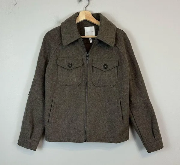 Avec Les Filles | Brown Relaxed Front Zip Jacket Barn Jacket Style Size Small - Image 2
