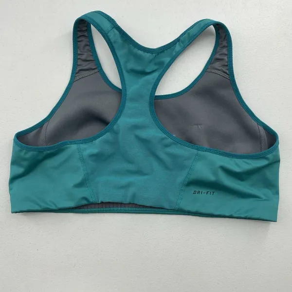 Nike Medium Sports‎ Bra Teal Dri Fit Medium Support Wicking Racerback Athletic - Image 5