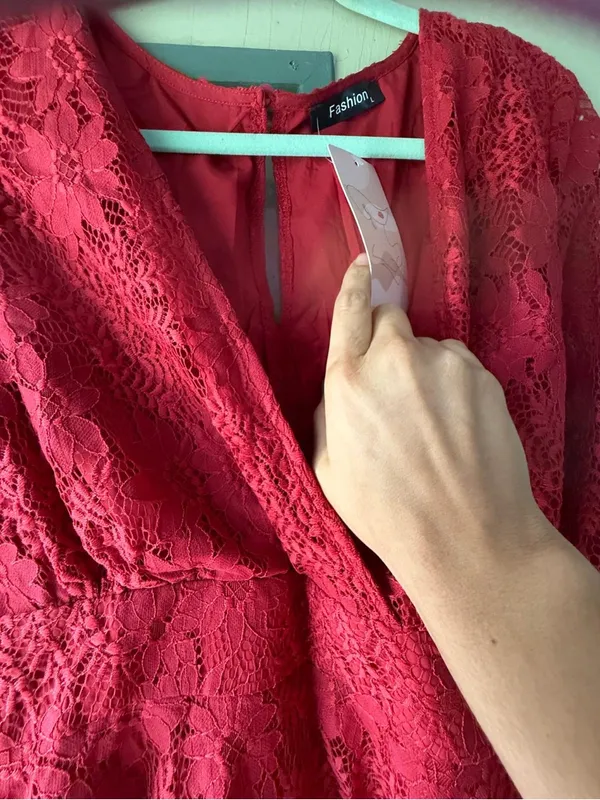Fabletics Red Lace Long-Sleeve Romper - Image 5