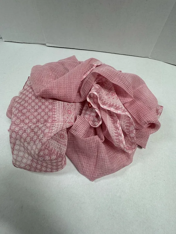 Pink and White Lightweight Puree Cotton Patterned Shawl‎ or Scarf - 97" x 32". - Image 8