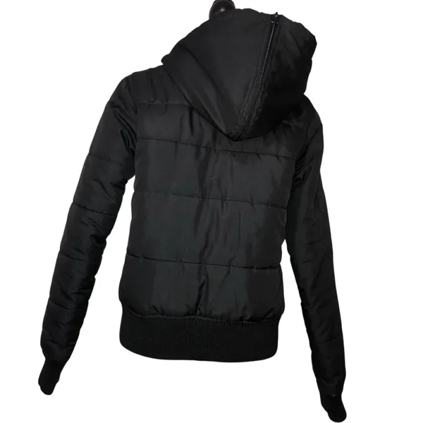Matix Black Quilted Puffer Jacket Hooded Size M Streetwear Skater Punk Goth Y2K - Image 13