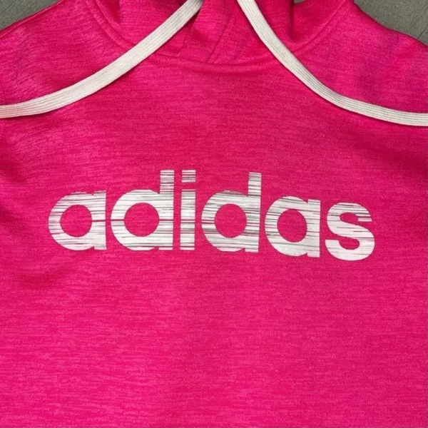 Adidas Pink Fleece Hooded Sweatshirt Size Small - Image 8