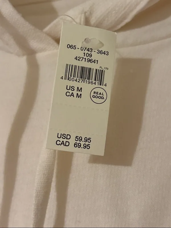 NWT Aerie Peplum Hoodie medium Ivory Oversized 100% Cotton Balloon Sleeve - Image 3