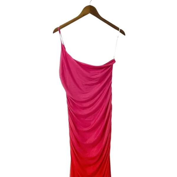 Lulus Krista Pink Ombre Mesh One-Shoulder Maxi Dress size M NWT - Image 6
