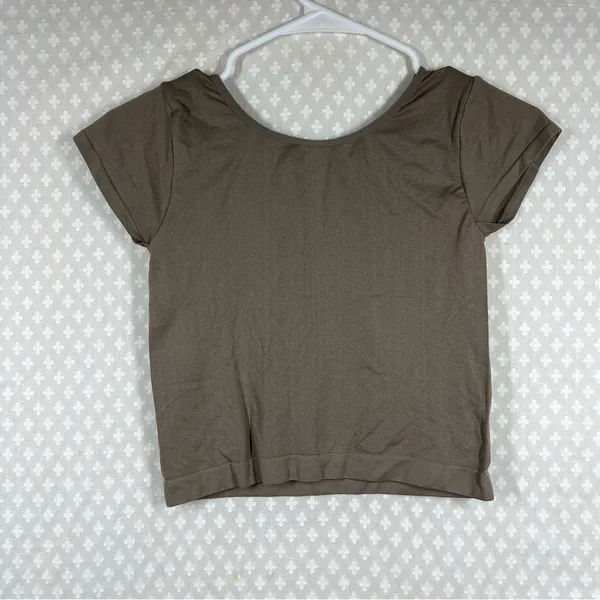 Free People Intimately Tan Seamless Fitted‎ Short Sleeve Top - Image 4