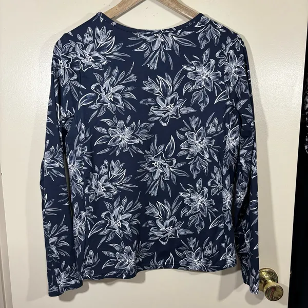 Hang Ten UV Sun Protection Floral Navy Women's Top Size M - Image 6