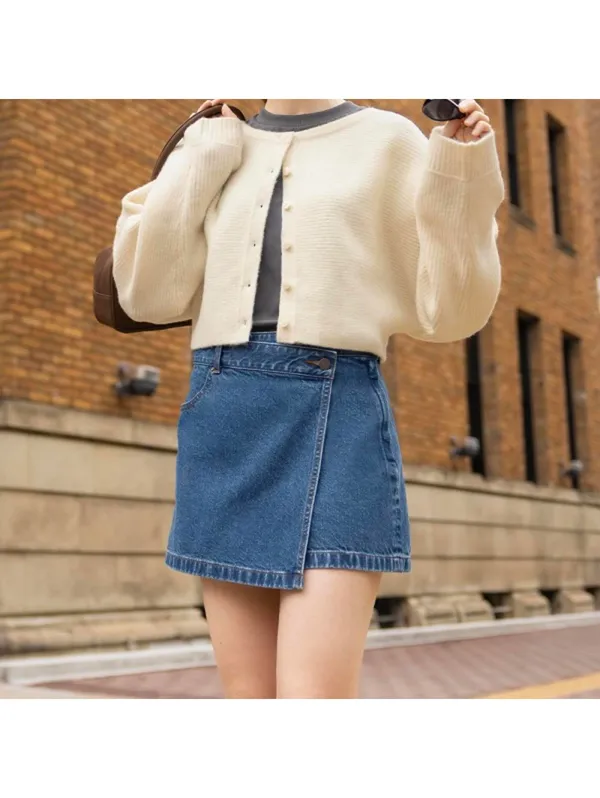 Uniqlo GU Denim Wrap Skort NWT Medium Blue Wash XS - Image 2