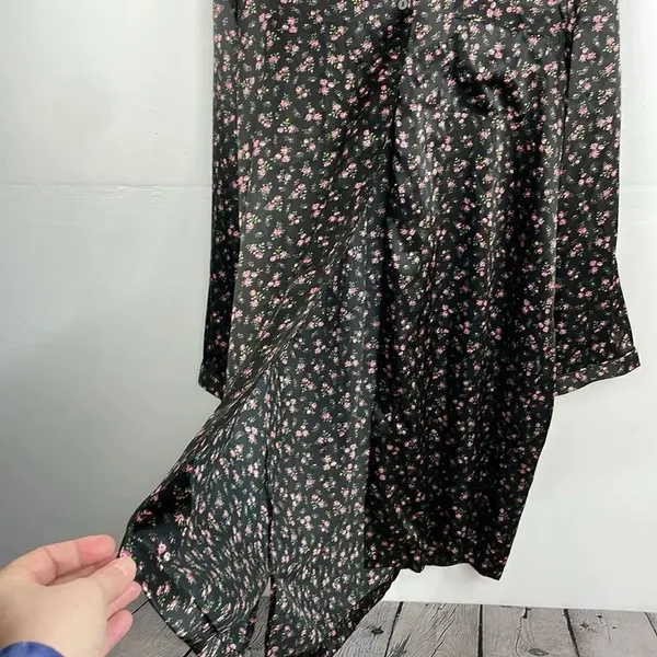 Morgan Taylor Intimates Floral Black sleep night gown button down size 2X XXL - Image 5