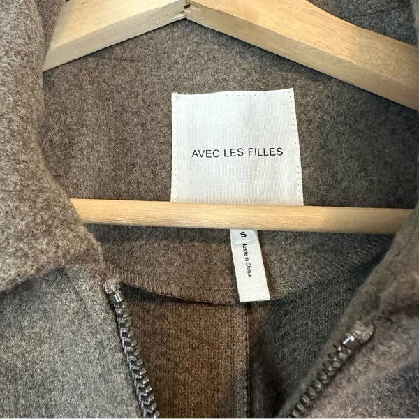 Avec Les Filles | Brown Relaxed Front Zip Jacket Barn Jacket Style Size Small - Image 3