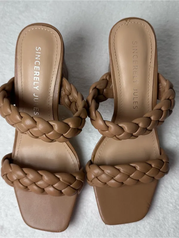 Sincerly Jules Braided Brown Block Heel Mule Slides in Size 7.5 - Image 5