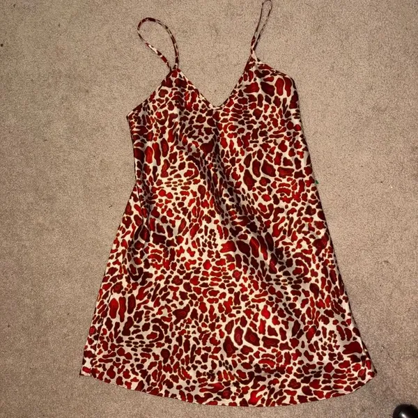 90s Vintage Slip Dress M Animal Print - Image 2