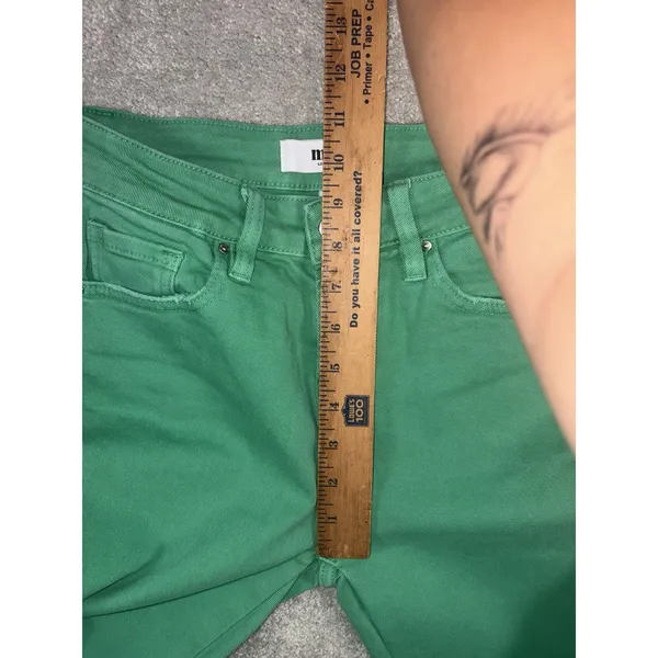 Mica Cropped Flare Jeans Women Size 25 Green Distressed Raw Hem High Rise Boho - Image 9