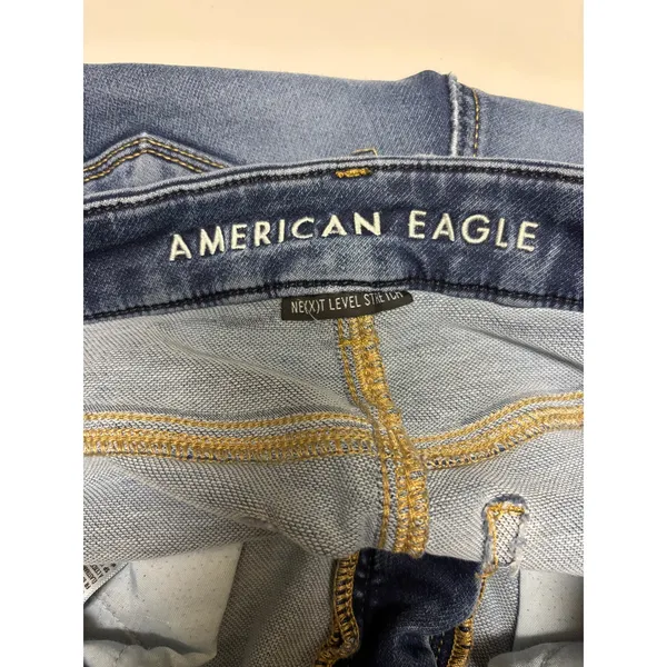 American Eagle Curvy High-Rise Jeggings Blue Denim Jeans Distressed Size 4‎ - Image 3