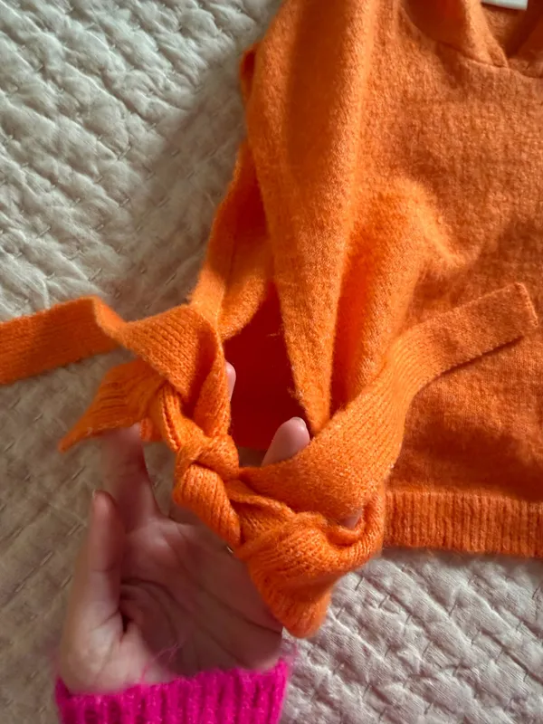 Anthropologie Maeve Orange knit sleeveless hooded cropped sweater - Image 8