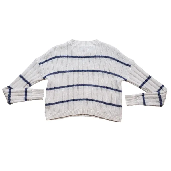 Aeropostale Striped Knit Sweater Womens XS White Blue Preppy - Image 7