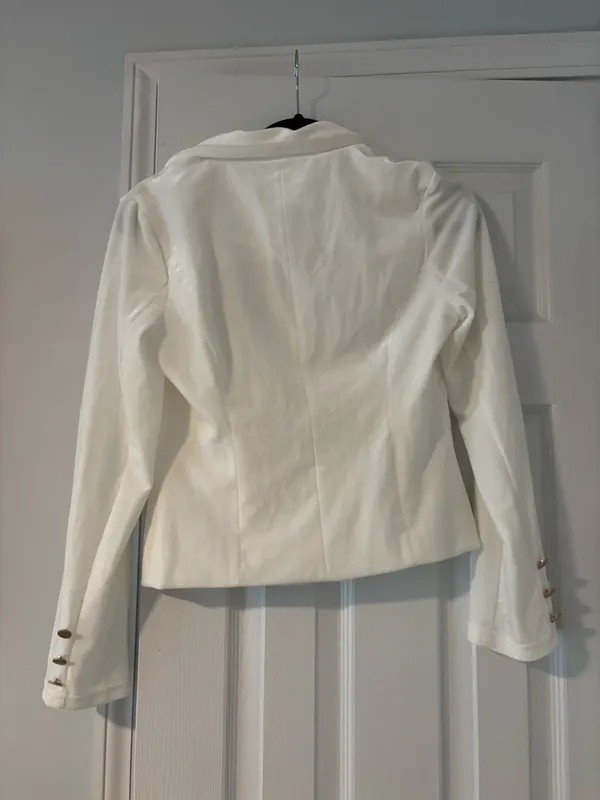 Allegra K Velvet White Blazer - Image 2