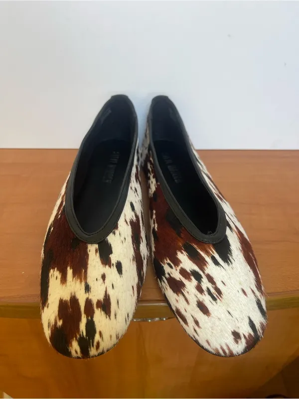 Steve Madden Leni Cow Print Hair Calf Flats Women's Sz 8.5 M Western Boho Shoes - Image 4