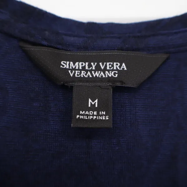 Simply Vera Tank Top Womens M Vera Wang Navy Blue Floral Burnout Excellent - Image 3