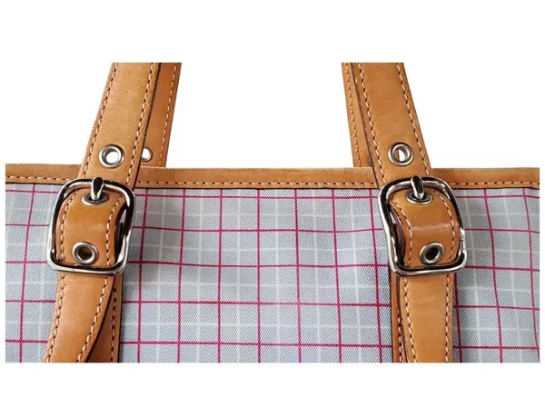 Coach - Plaid Tote Bag with Tan Accents & Hangtag - Image 4