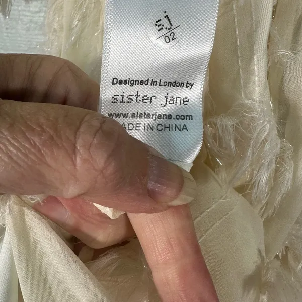 SISTER JANE Sparkle Faux Feather White Skater Mini Dress Size XS NWT - Image 12