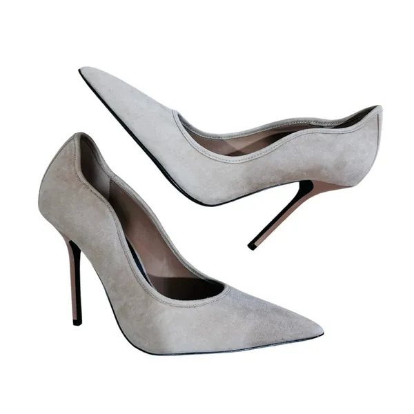 REISS Pointed Toe suede Pump in cream beige NEW - Image 7