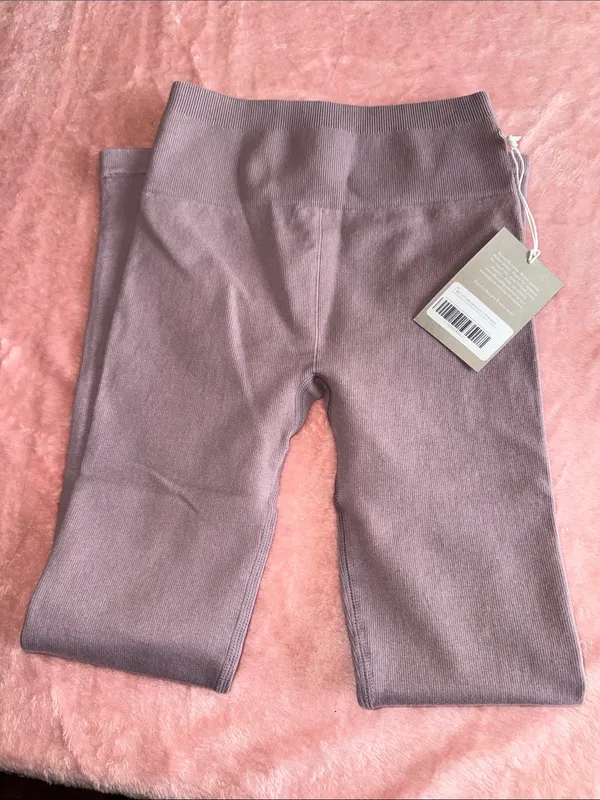 Everlane Lavender Ribbed High-Waist Leggings - Image 8