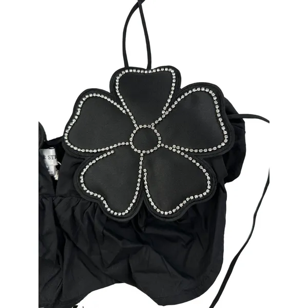 Showpo Oscar Street - Alberta Top with Rhinestone Detail in Black and Silver - Image 2