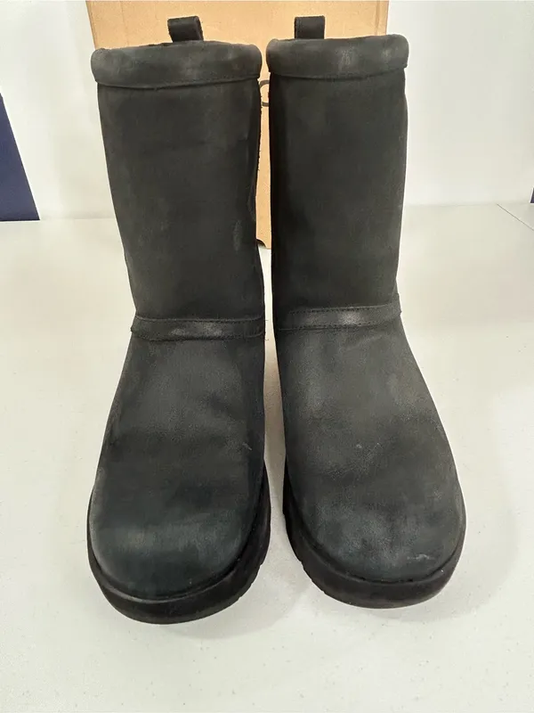 UGG Women's Classic Black Short Leather Waterproof Boots Size 9 - Image 4