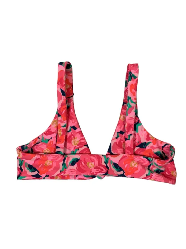 Skatie Pink Floral Bikini Top Ring Front Swimwear Beach Vacation Womens S - Image 2