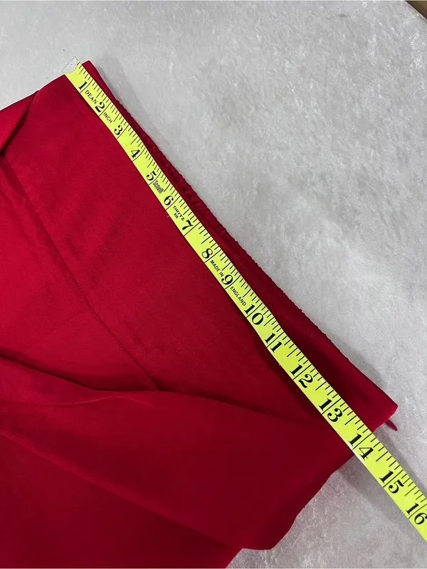 Express Super High Rise Trouser w/waist Tie Red Satin size s wide leg see descri - Image 6