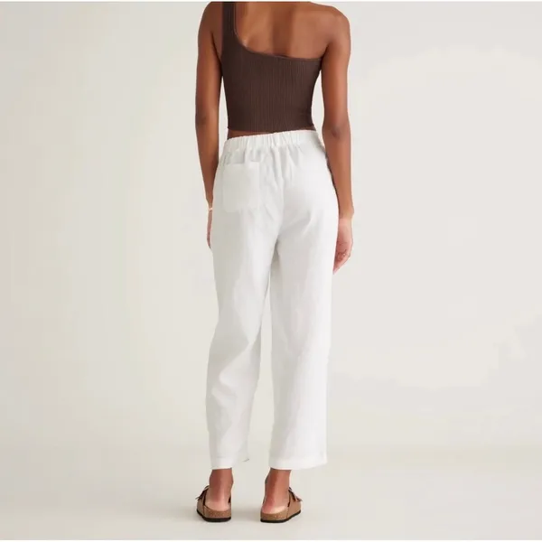 Quince 100% European Linen Wide Leg Ankle Pull On Pant White 3X - Image 4