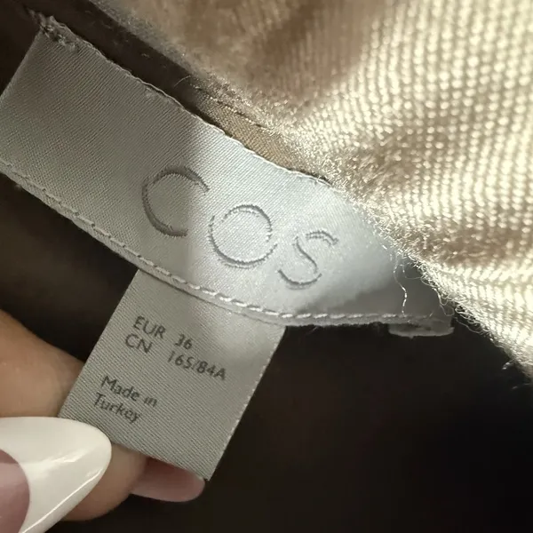 COS Midi Dress Olive Green Size 4 Pockets Cotton Poplin A Line Swing Minimalist - Image 5