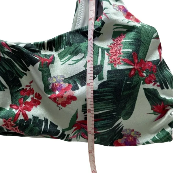 Women's Tropical Floral Bralette White Green Size M Wireless Stretch - Image 8