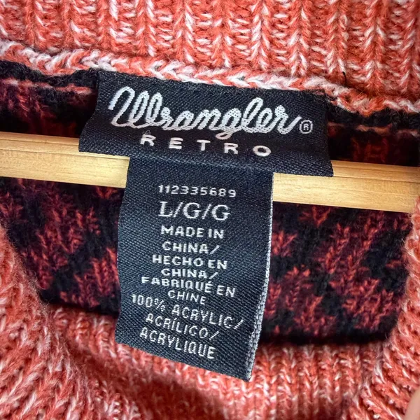 Wrangler Retro Southwestern Turtleneck Sweater Large Boho‎ Aztec Western Cozy - Image 6