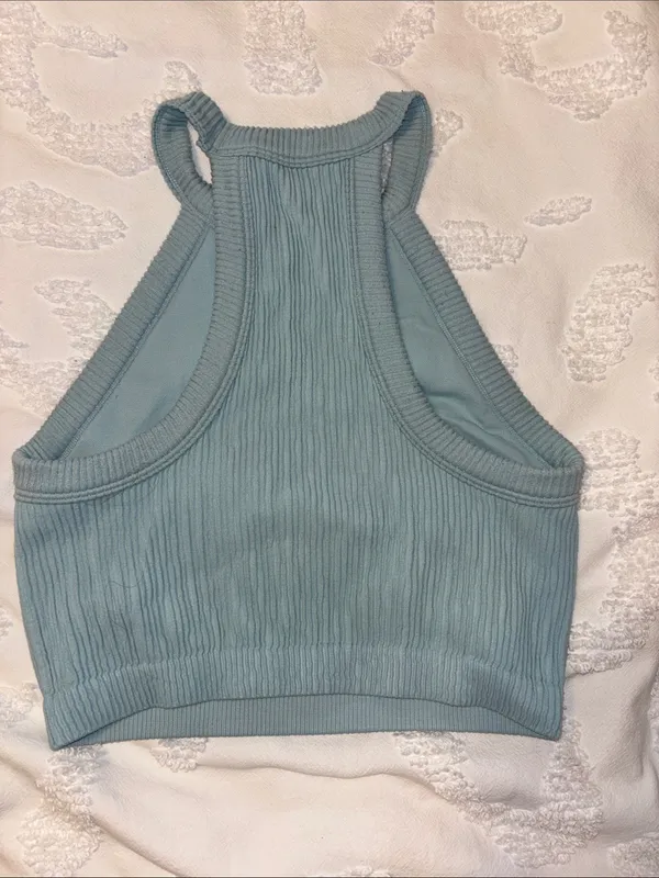 Aerie Ribbed High-Neck Crop Top in light blue - Image 3