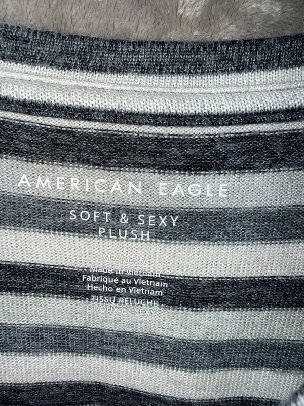 American Eagle Soft & Sexy Plush Long Sleeve Striped Crew Neck Top - Image 5
