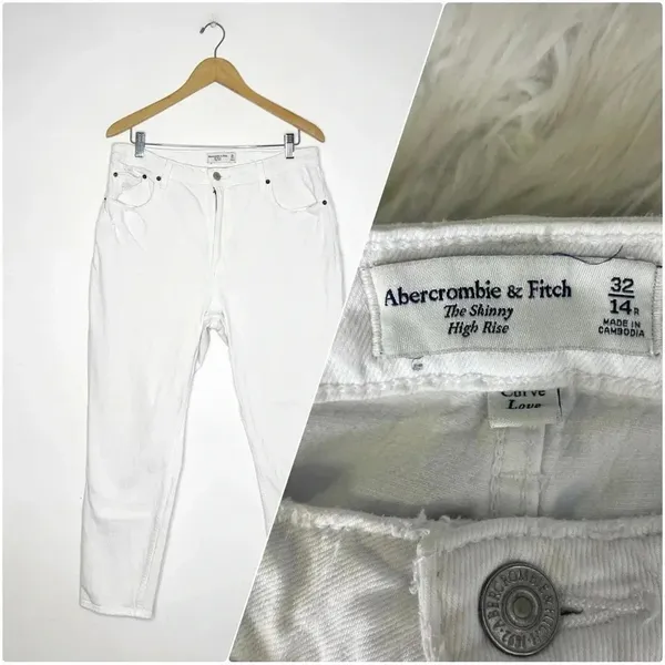 Abercrombie & Fitch Jeans Skinny Leg High Rise Curve Love White Size 32 / 14 - Image 8