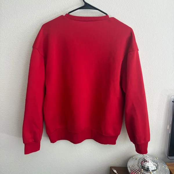 SHEIN Red Boston Graphic Crew Neck Sweatshirt Collegiate Fleece Pullover Small - Image 7