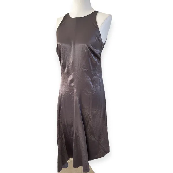 Banana Republic Flowy Midi Slip Dress Gray Satin Fairycore Feminine Women's 6 - Image 3